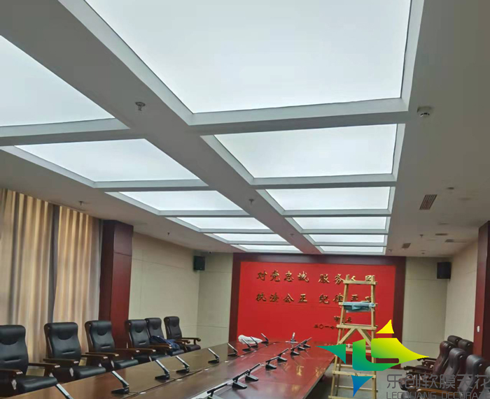 祝贺公司泰安公安局高新区分局会议室软膜天花吊顶安装顺利完工